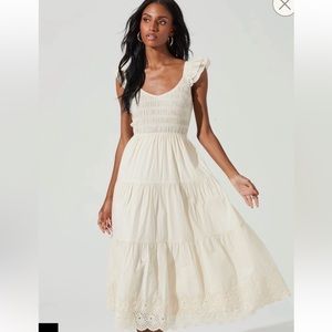 Flutter Sleeve Eyelet Midi dress